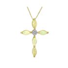 Lab-created Opal And Diamond-accent 10k Yellow Gold Cross Pendant Necklace