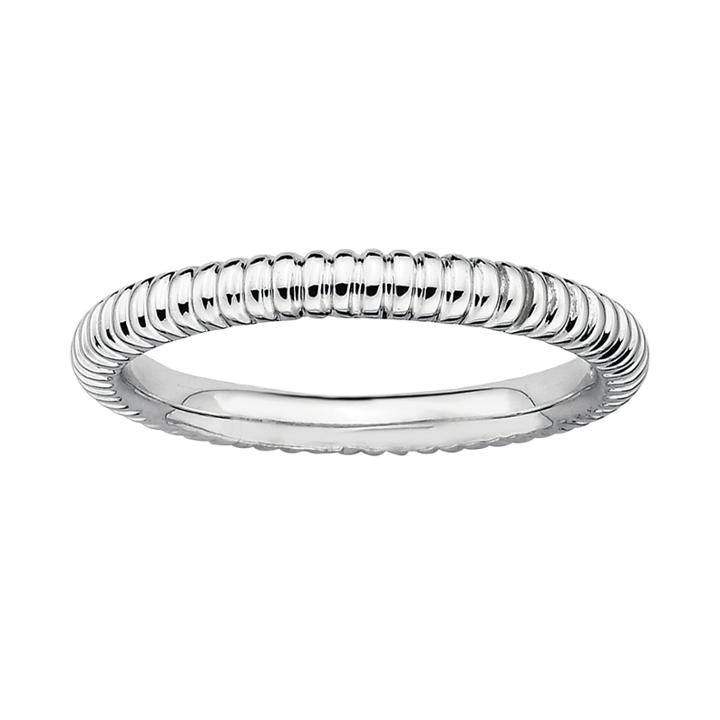 Personally Stackable Sterling Silver 2mm Ribbed Ring