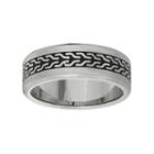 Mens Stainless Steel Band Ring With Black Plating