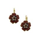 1928 Jewelry Gold-tone Red Flower Drop Earrings