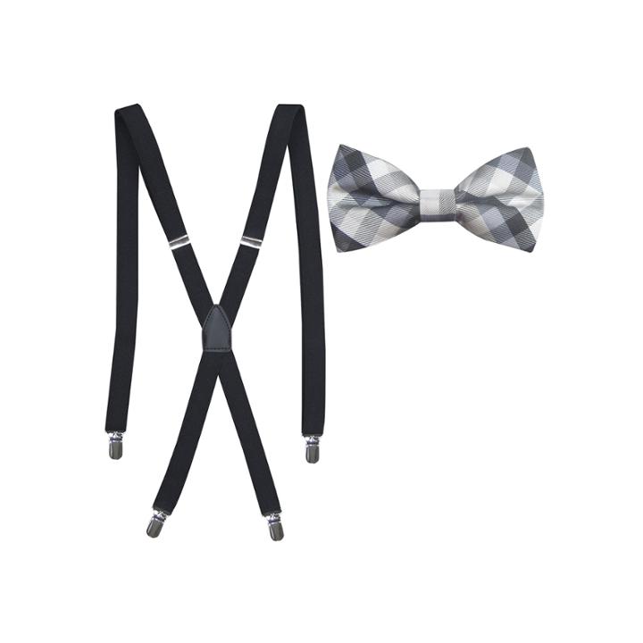 Jf J. Ferrar Tonal Check Bowtie And Suspender Set