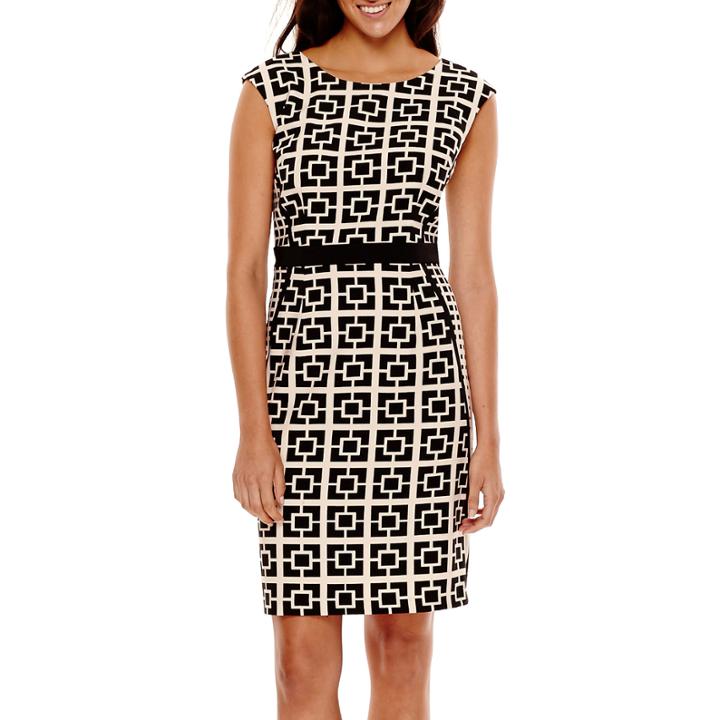 London Style Collection Cap-sleeve Sheath Dress