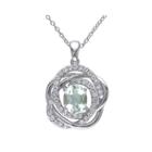Genuine Green Amethyst And White Topaz Pendant Necklace