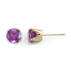 Diamond Accent Round Purple Amethyst Gold Stud Earrings