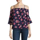 Almost Famous 3/4 Sleeve Blouse-juniors