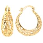 Sparkle Allure Gold Over Brass Filigree Click-top Brass Hoop Earrings