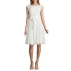 Danny & Nicole Short Sleeve Lace Fit & Flare Dress-petite