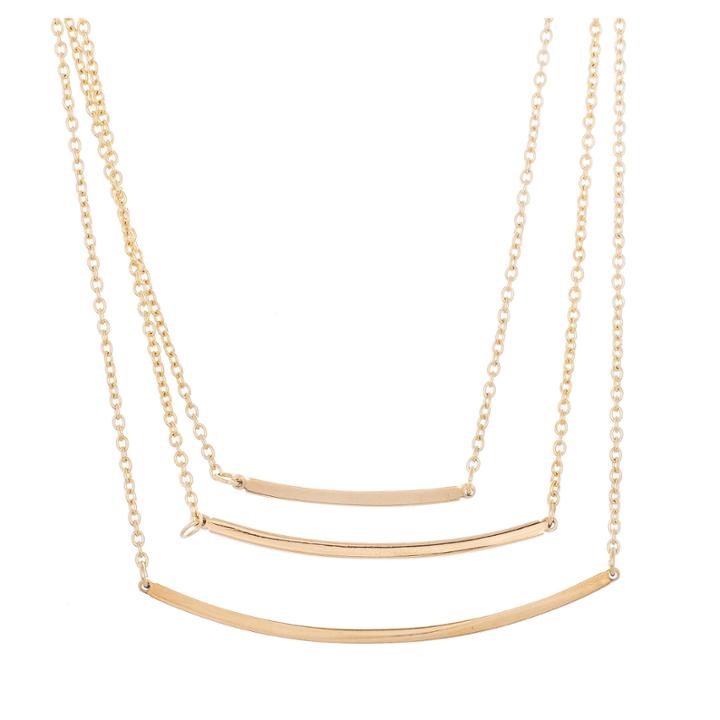 Yellow Ip Stainless Steel Triple Bar Necklace
