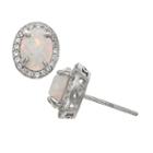 Lab Created White Opal Sterling Silver 10.7mm Stud Earrings