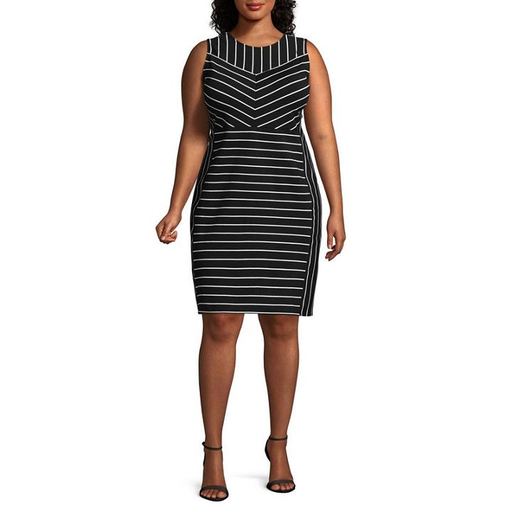 Bold Elements Long Sleeve Stripe Bodycon Dress-plus