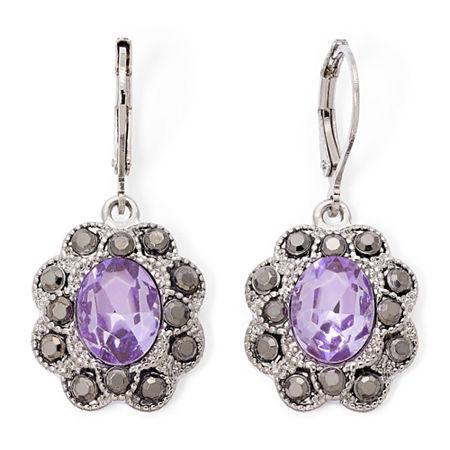Monet Purple Stone And Marcasite Earrings