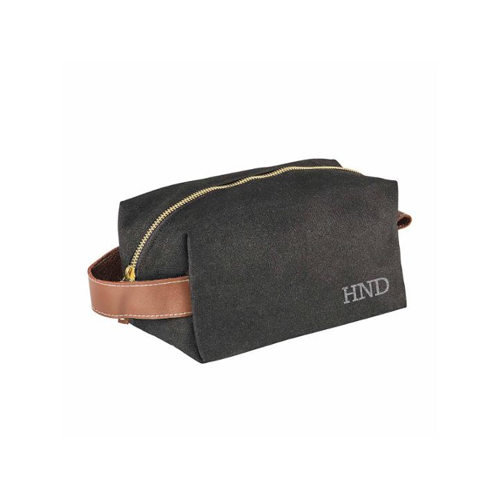 Personalized Waxed Canvas And Leather Dopp Kit