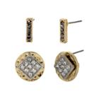 Bleu&trade; Crystal Gold-tone Duo Stud Earrings