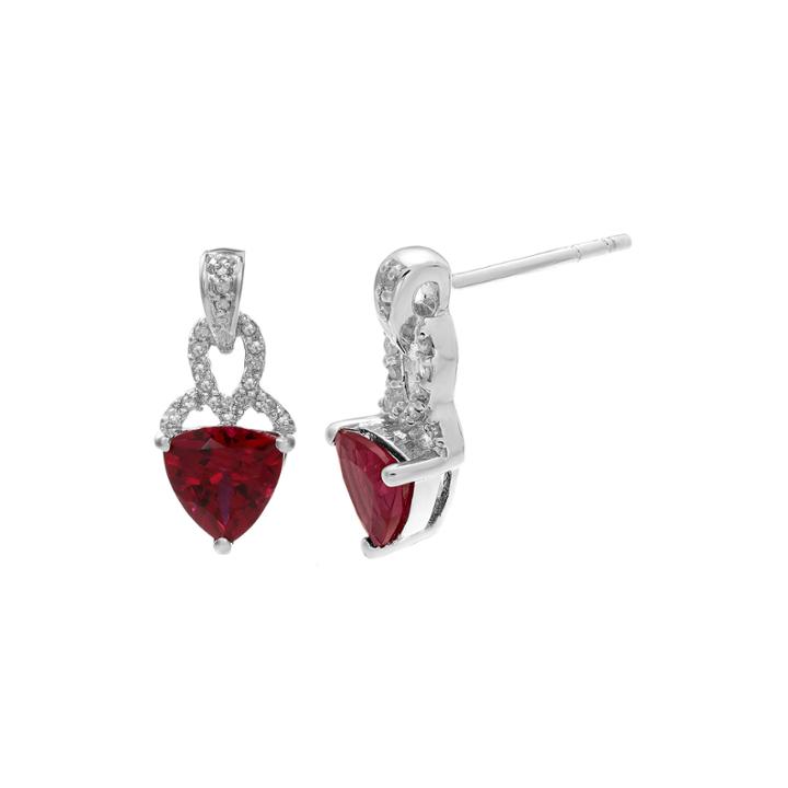 Lab-created Ruby And Diamond-accent Sterling Silver Earrings