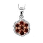 1/4 Ct. T.w. White & Color-enhanced Red Diamond Cluster Sterling Silver Pendant