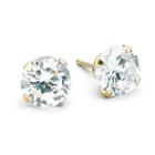 6mm 14k Yellow Gold Round Cubic Zirconia Stud Earrings