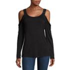 Bold Elements Drape Sleeve Cold Shoulder Top
