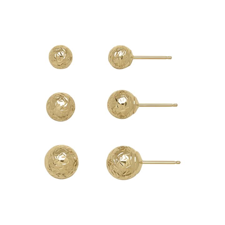 14k Yellow Gold Textured 3-pr. Ball Stud Earring Set