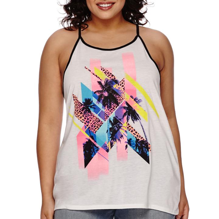 City Streets High Neck Screen Tank Top - Juniors Plus
