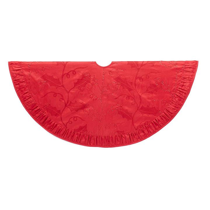 Kurt Adler 48 Red Sequined Holly Tree Skirt