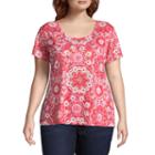 Short Sleeve Printed Burnout Tee - Plus