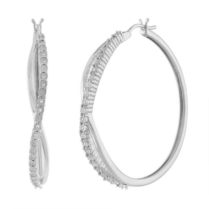 1/10 Ct. T.w. Genuine White Diamond 36mm Hoop Earrings