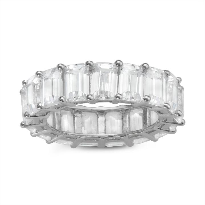 Diamonart Womens Greater Than 6 Ct. T.w. White Cubic Zirconia Sterling Silver Band
