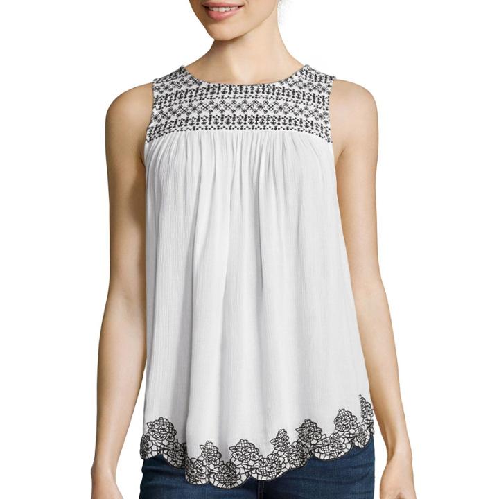 A.n.a Embroidered-hem Tank Top