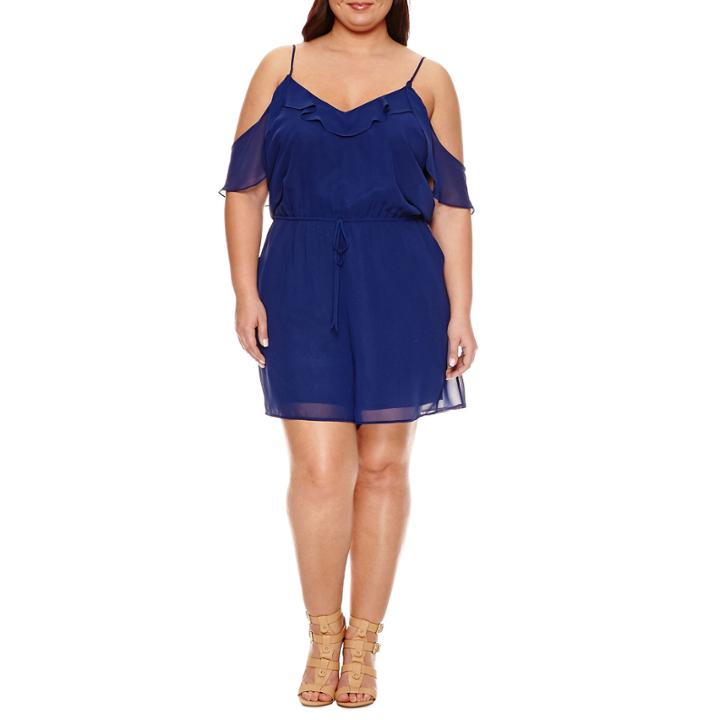 Belle + Sky Cold Shoulder Romper-plus