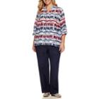 Alfred Dunner Split Crew Neck Blouse - Plus