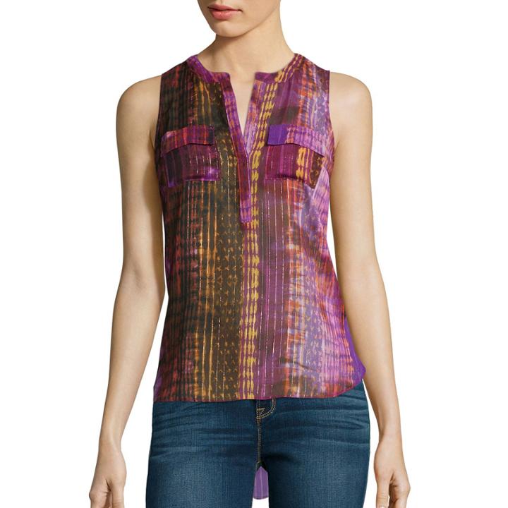 A.n.a Sleeveless 2-pocket Henley Top - Tall