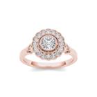 1/2 Ct. T.w. Diamond Flower Halo 10k Rose Gold Engagement Ring