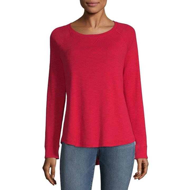 Liz Claiborne Long Sleeve Raglan Dorito Tee - Tall