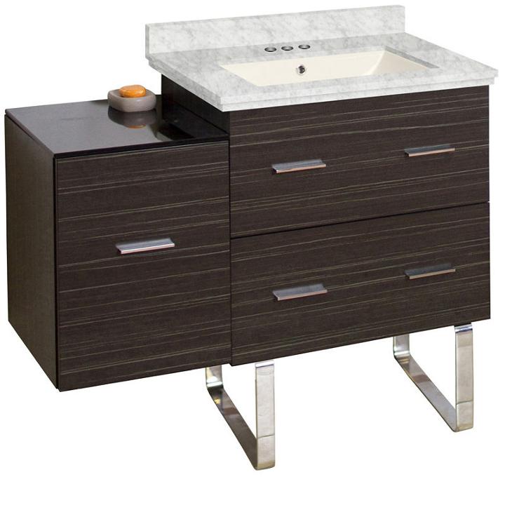 37.75-in. W Floor Mount Dawn Grey Vanity Set For 3h4-in. Drilling Bianca Carara Top Biscuit Um Sink