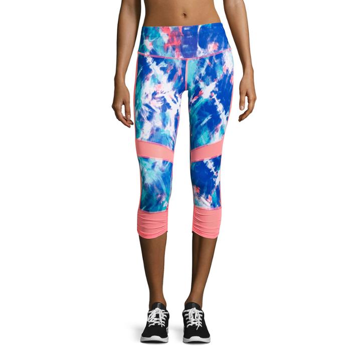 Xersion&trade; Shirred Mesh Mixed Capris - Tall