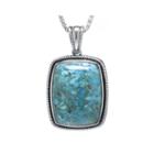 Color-enhanced Turquoise Sterling Silver Rectangular Pendant Necklace