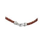 Mens Stainless Steel & Woven Brown Leather Necklace