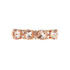 Limited Quantities! 14k Rose Gold Morganite With Diamond-accent 4-stone Ring