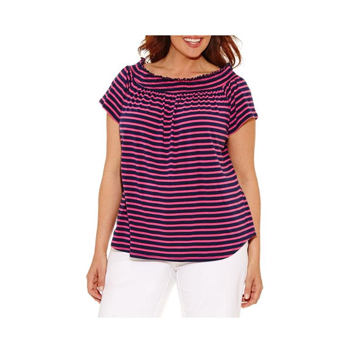 Liz Claiborne Smocked Off The Shoulder Top-plus