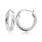 Sterling Silver Diamond-cut 15mm Hoop Earrings
