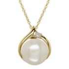 Certified Sofia&trade; Cultured Freshwater Pearl & Diamond-accent 10k Gold Pendant Necklace