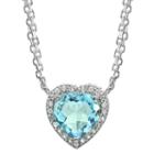 Womens Blue Topaz Sterling Silver Heart Chevron Necklaces
