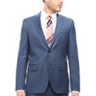 Jf J.ferrar Stretch Blue Sheen Sharkskin Suit Jacket- Slim Fit