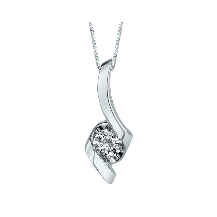 Sirena 3/8 Ct. Diamond Solitaire 14k White Gold Pendant Necklace
