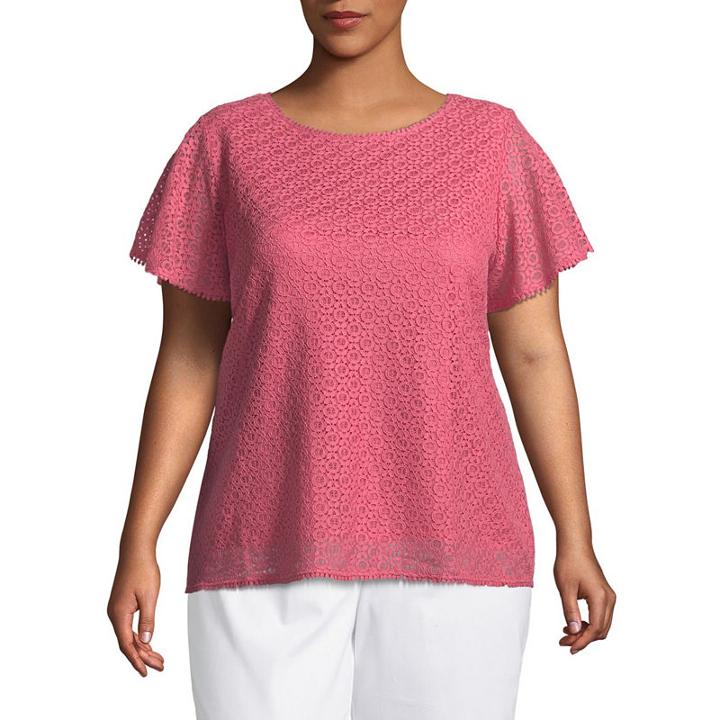 Liz Claiborne Lace Trim Top- Plus