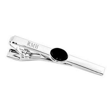 Personalized Tie Bar With Onyx Stone
