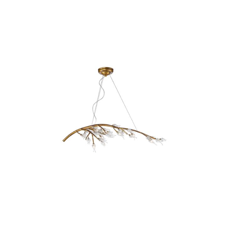 Aiyana 7-light Chandelier In Gold Leaf With Clearglass Flowers