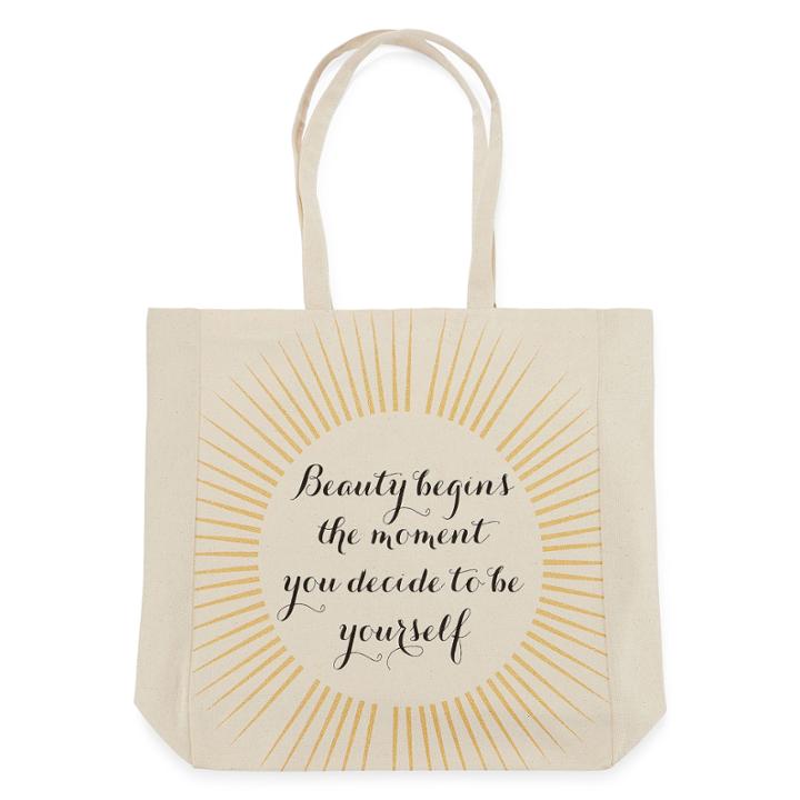 Beauty Begins Canvas Tote