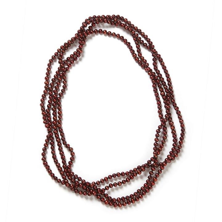 Womens Brown Pearl Strand Necklace