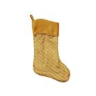 20 Silver And Gold Glitter Striped Christmas Stocking With Shadow Velveteen Cuff